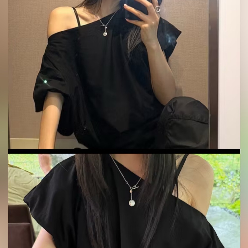 Black off shoulder top #offshoulder